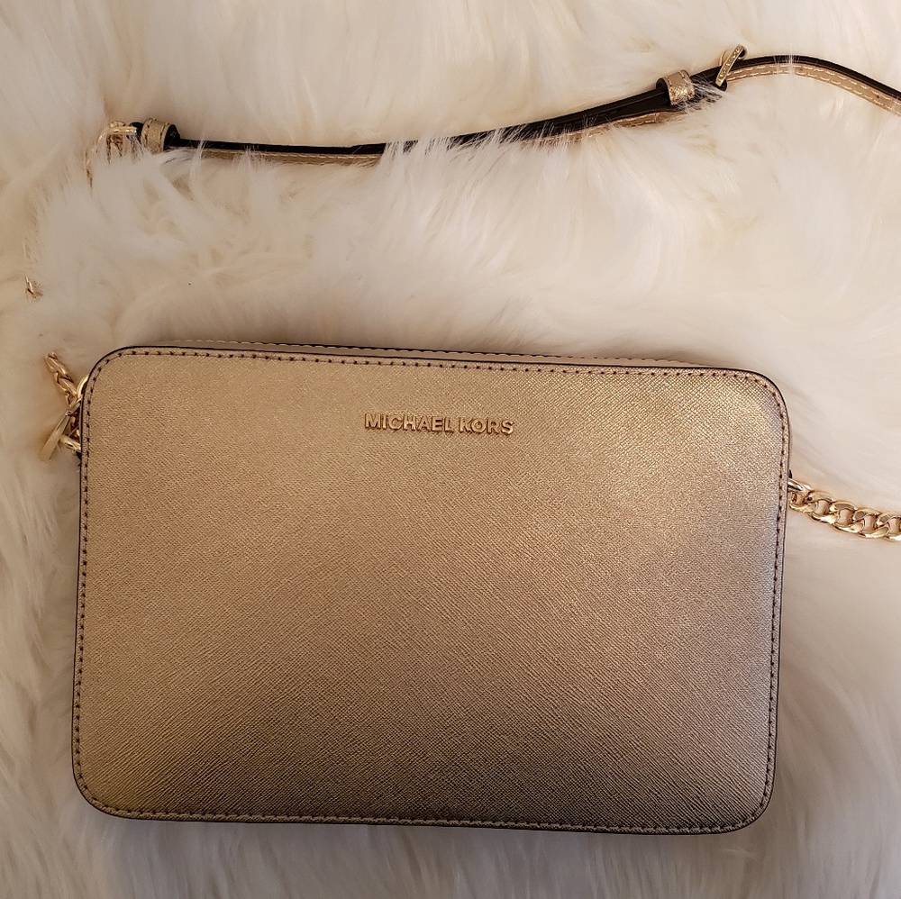 Michael Kors MK Metallic Jet Set Large Crossbody